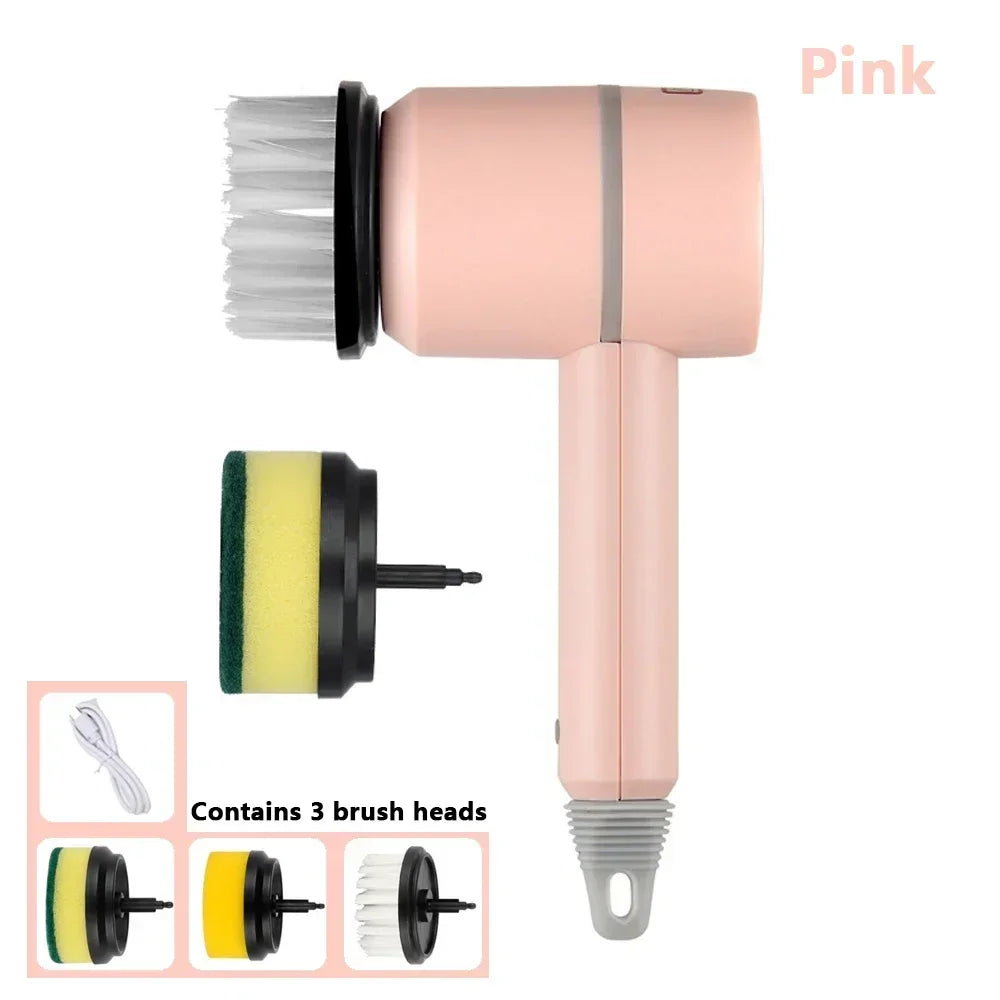 Electric Spin Cleaning Brush with 3 PCS Heads Cordless Portable Scrub Brush Handheld Scrubber Suitable for Bathroom Kitchen Tool